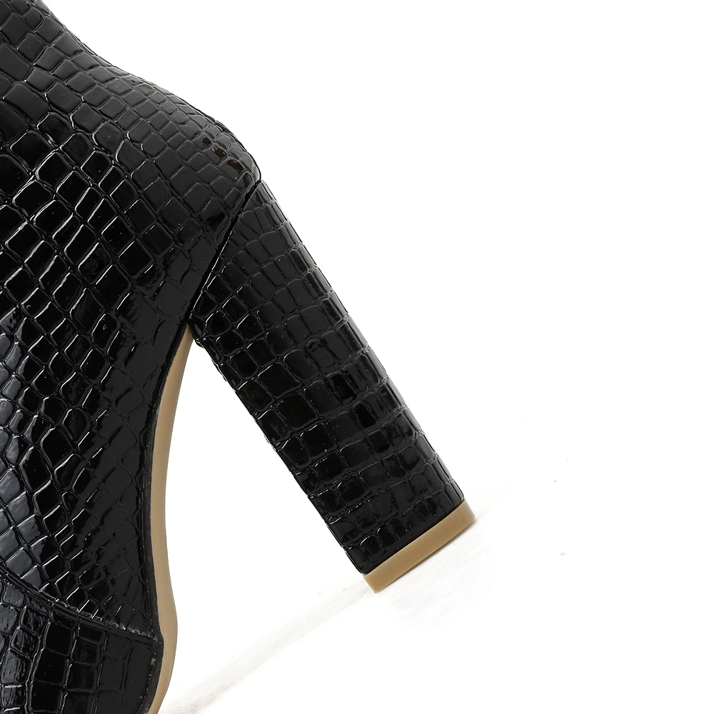 ELVIRAS/ботильоны для женщин из змеиной кожи не сужающиеся книзу ботинки на высоком