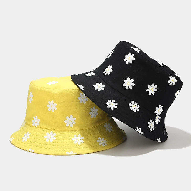 

Popular Unisex Floral Bucket Hat Fisherman Hat Flower Print Foldable Travel Sun Protection Hat Beach Reversible Hat