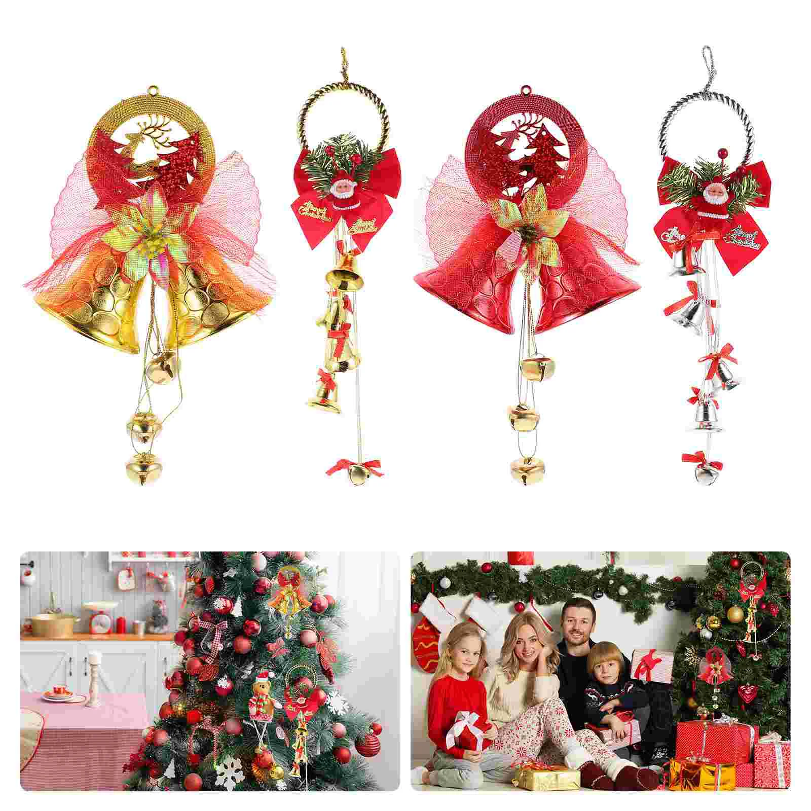

4pcs Christmas Tree Hanging Bells Adorable Bells Pendants Party Decorations