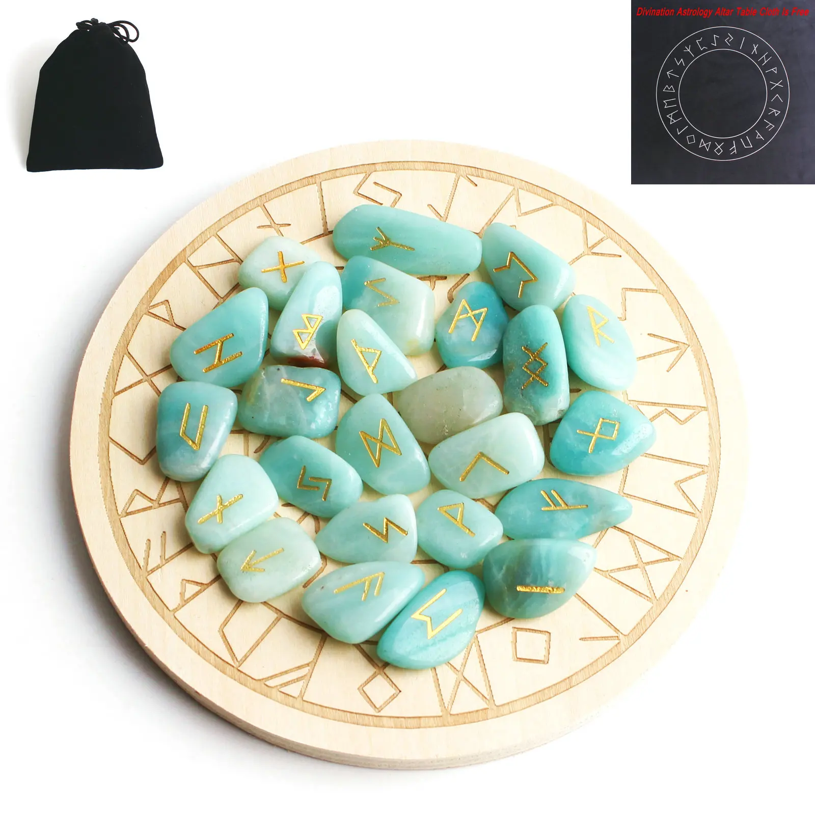 25 шт. натуральный кристалл чакры гадания руны камни Амазонит Агат ручная