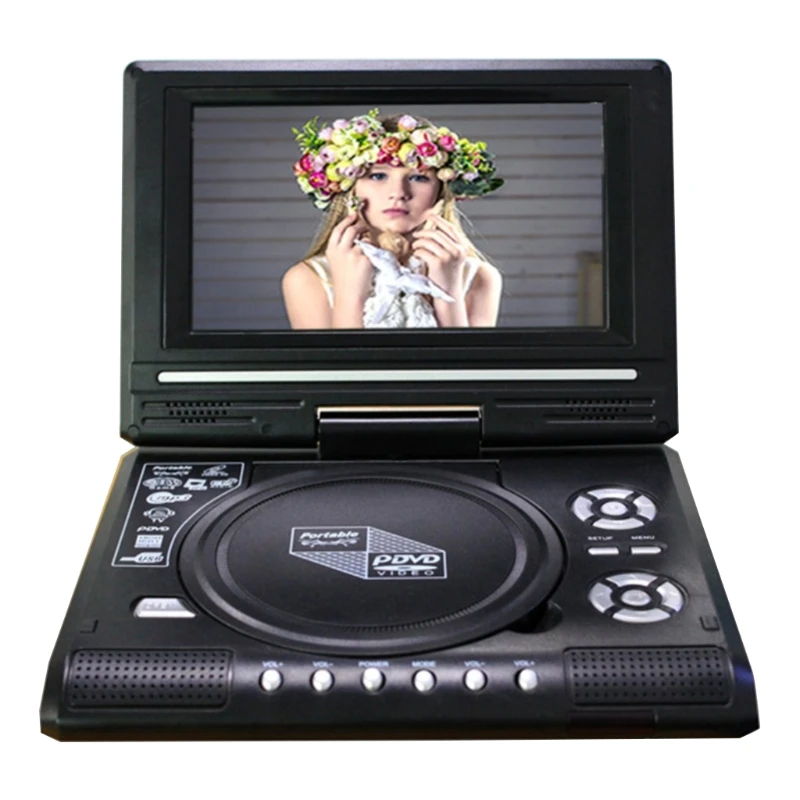 

7" Portable DVD Player SD Card/USB Port Rotatable Screen AV Input/Output Region Free w/ Remote Controller Game Pad
