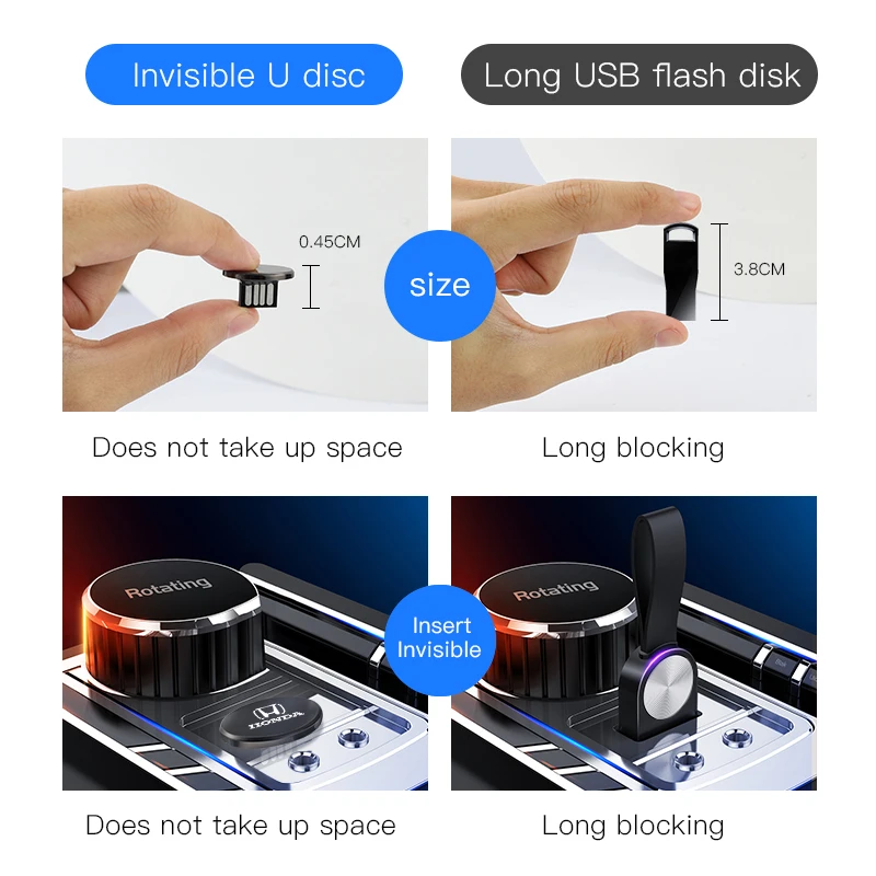 Невидимый металлический USB Мини Портативный U диск для стайлинга автомобиля Honda
