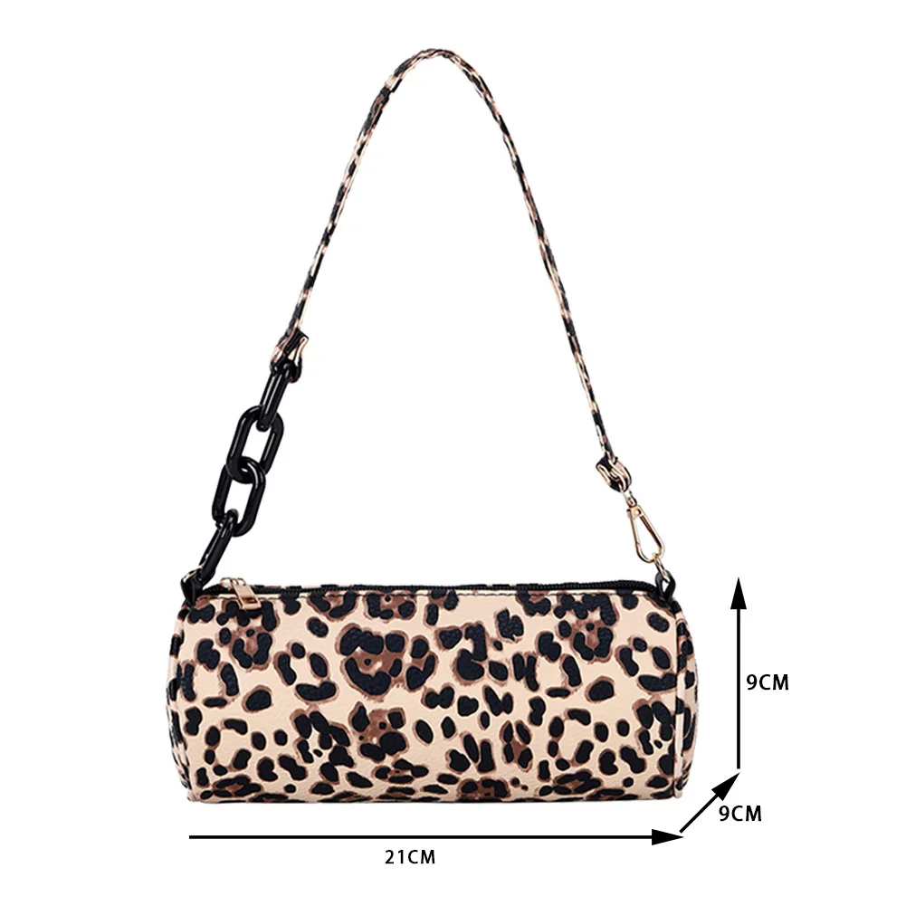 

Portable Street Travel Purse Vintage Zebra Leopard Pattern Women'S Shoulder Underarm Bag Casual PU Leather Cylinder Handbags