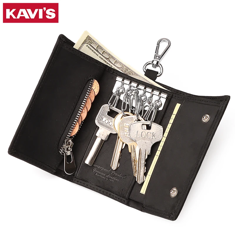 

Роскошный брендовый мужской кошелек KAVIS из натуральной кожи, чехол для ключей, мини-клатч для монет, ключница, 2020