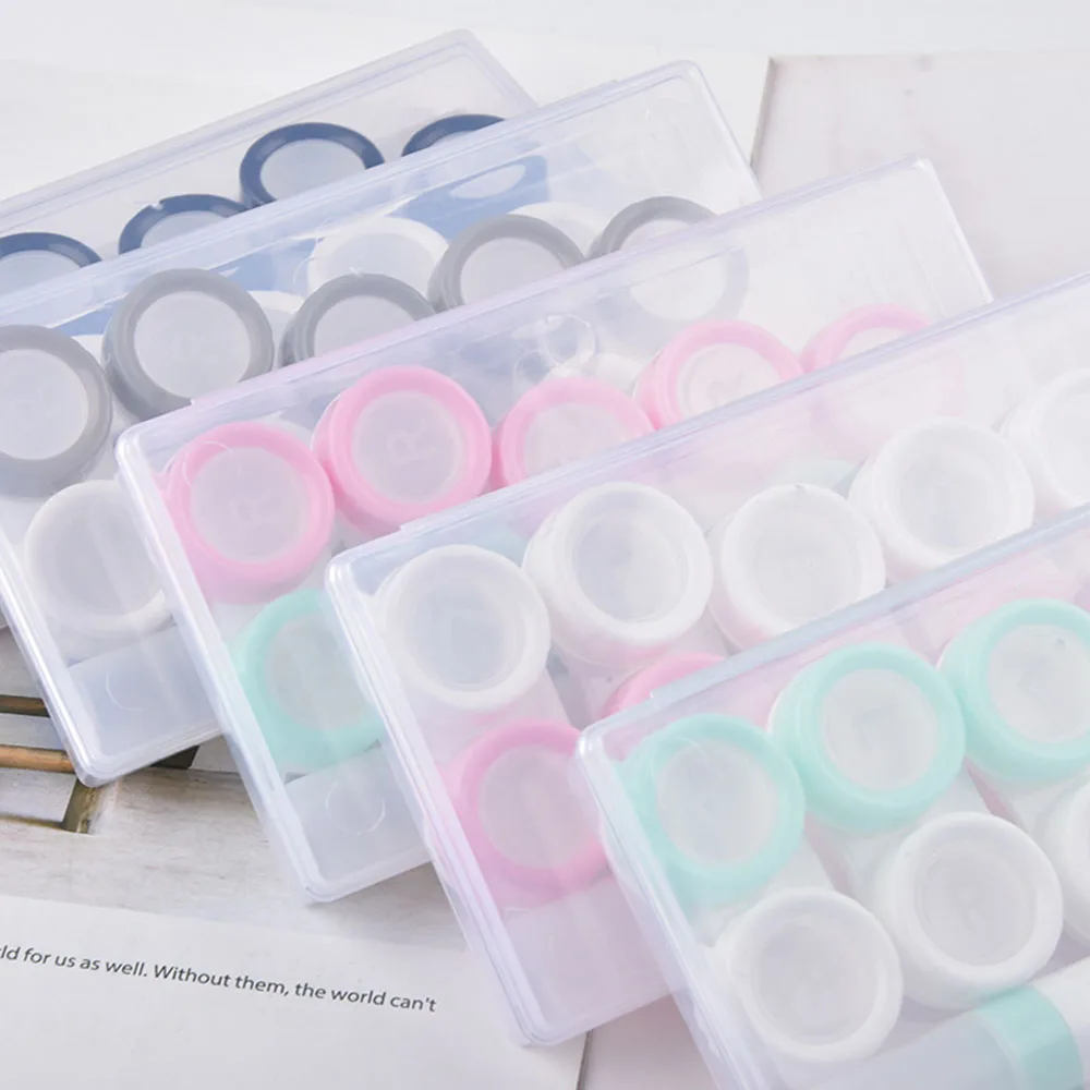 

5pairs Contact Lens Box Holder Portable Small Lovely Clear Eyewear Bag Container Contact Lenses Soak Storage Case Holder