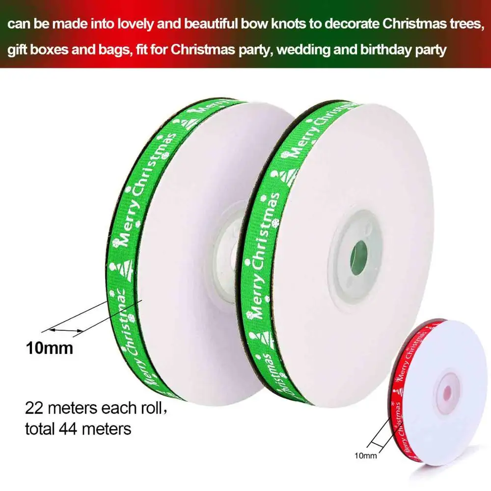 22 метра Рождественская лента Напечатанная С Рождеством для подарочной упаковки