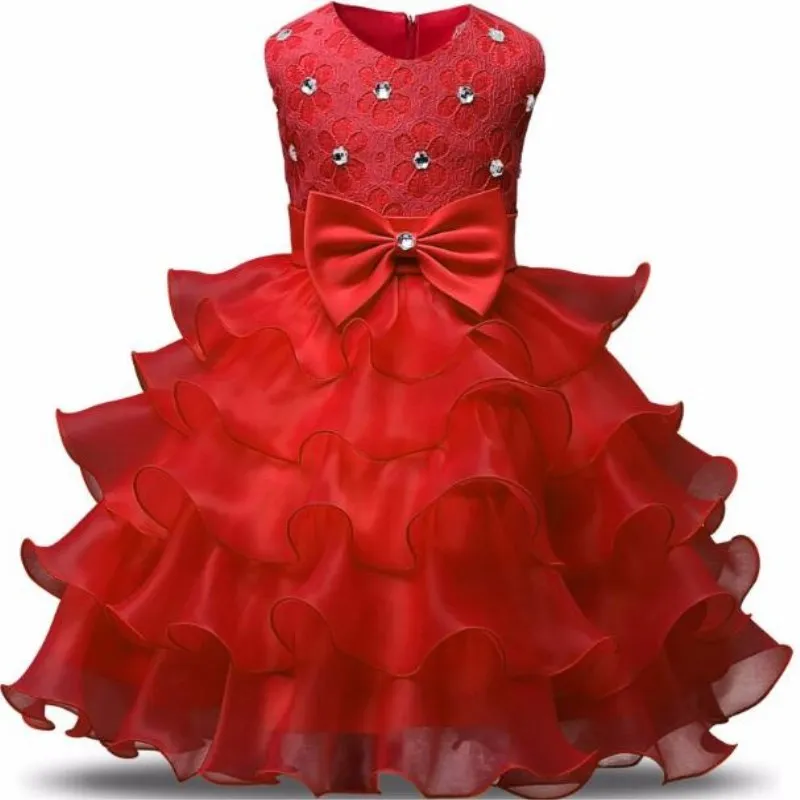 

0-5 Years Kids Dress for Girls Wedding Tulle Lace Long Girl Dress Elegant Princess Party Pageant Formal Gown for Teen Children