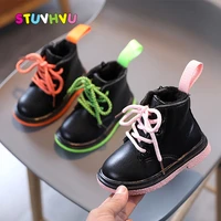 toddler kids boots plus velvet warm cotton shoes boys martin boots black leather girls winter boot 1 6 years old children shoes