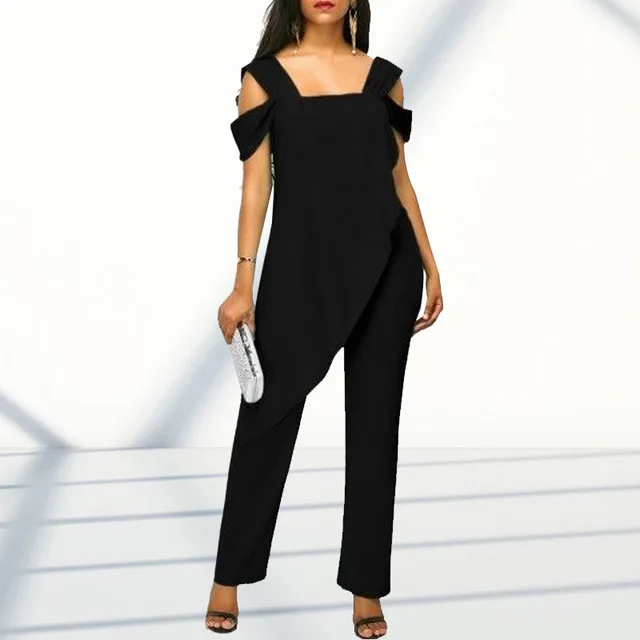 Сексуальные женские комбинезоны свободные элегантные с открытыми плечами