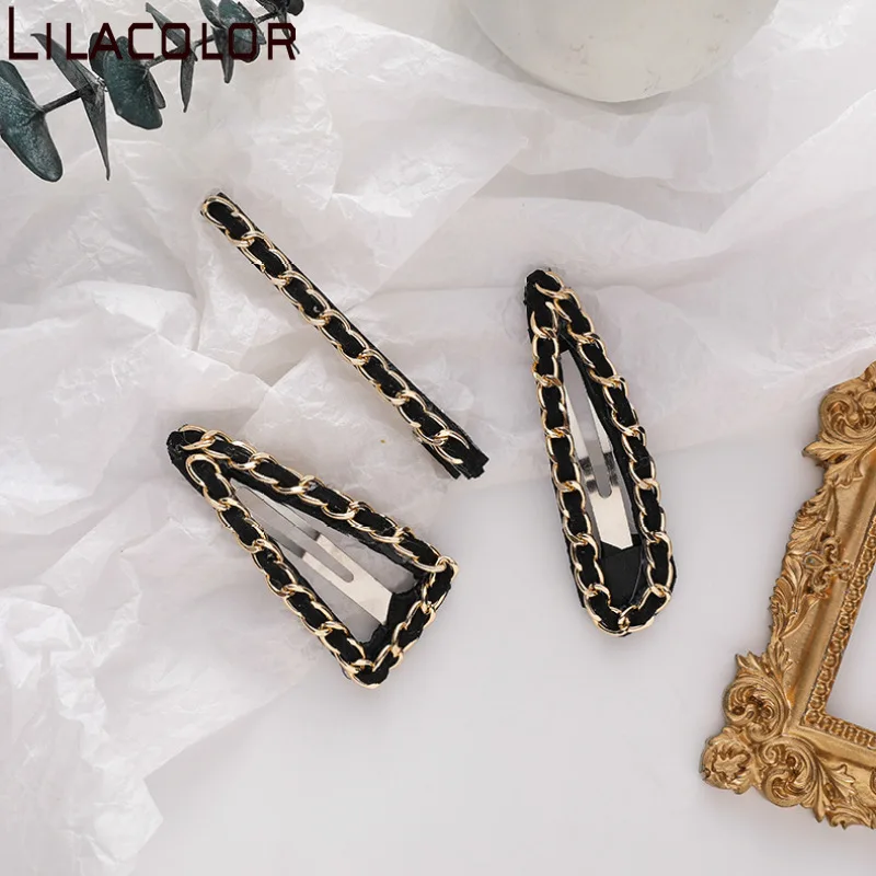 Темпераментная металлическая цепочка простая ВВ заколка красная для волос