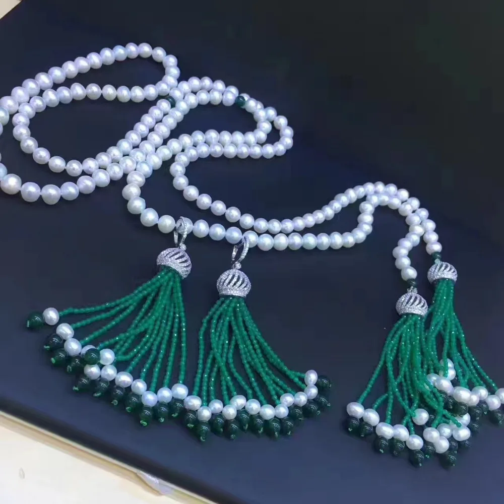 Вау! Пресноводная жемчужина белый круглый и синий зеленый агат черный камень