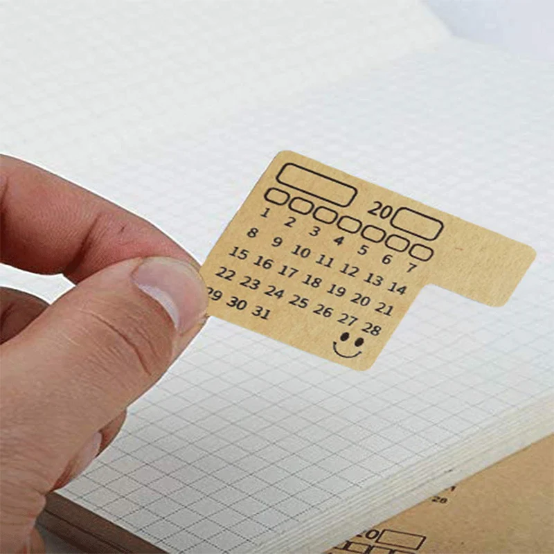 48PCS Calendars Stickers Universal Handwriting Brown Kraft Paper Monthly Adhesive Labels for Appointment Planner Label | Дом и сад