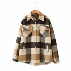 2020 винтажная шикарная клетчатая рубашка куртка Женская Осенняя модная куртка с карманами пальто женская верхняя одежда