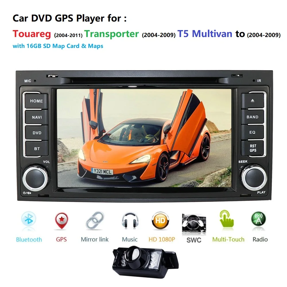 7 дюймов 2 din dvd плеер автомобиля для Volkswag VW Touareg 2004 2011 транспортер T5 Multivan gps