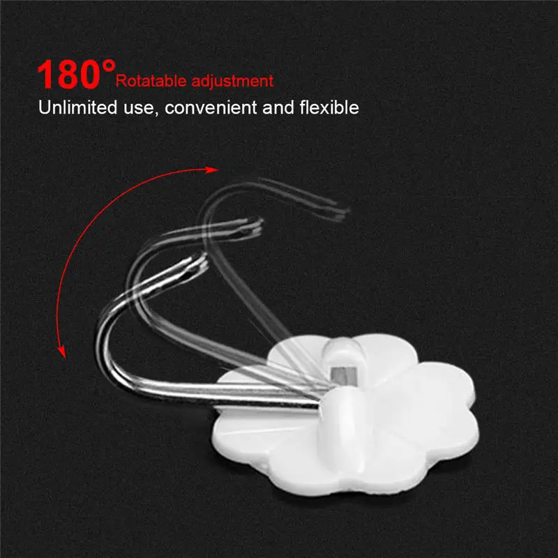 

10PCs Strong Adhesive Wall Sticky Hooks 180 Degree Rotating Stick on Hooks for Bathroom Kitchen Key Holder Hanging 4 Types