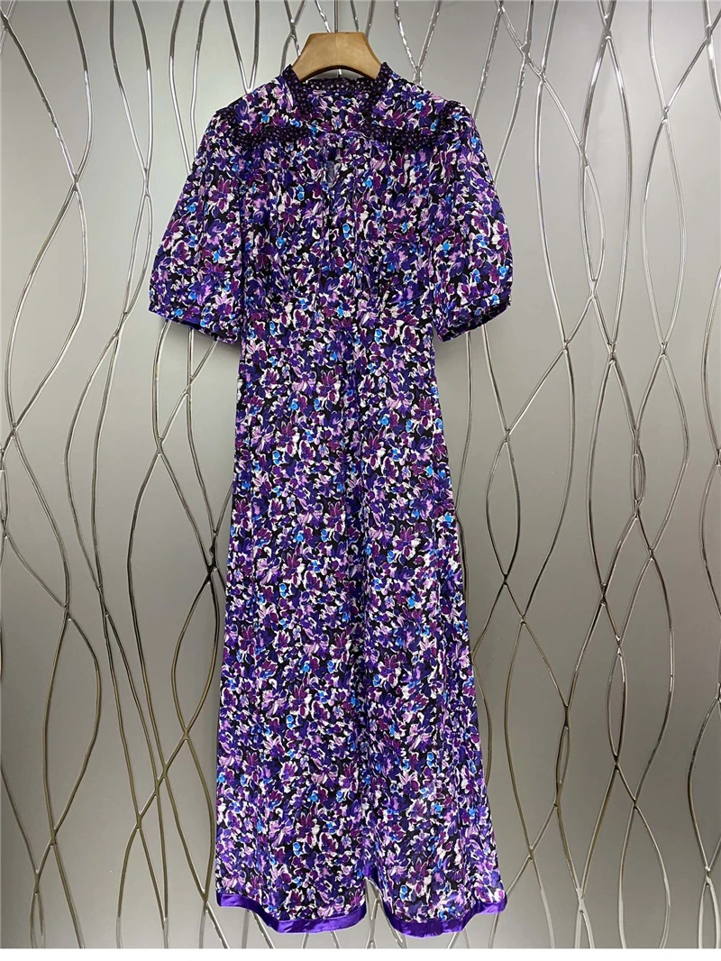 Женское длинное платье с оборками фиолетовое повседневное праздвечерние чное