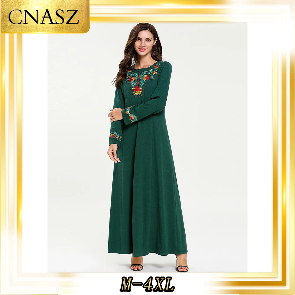 Женское платье-Кафтан Vetemet Марокканское трикотажное платье с вышивкой в арабском