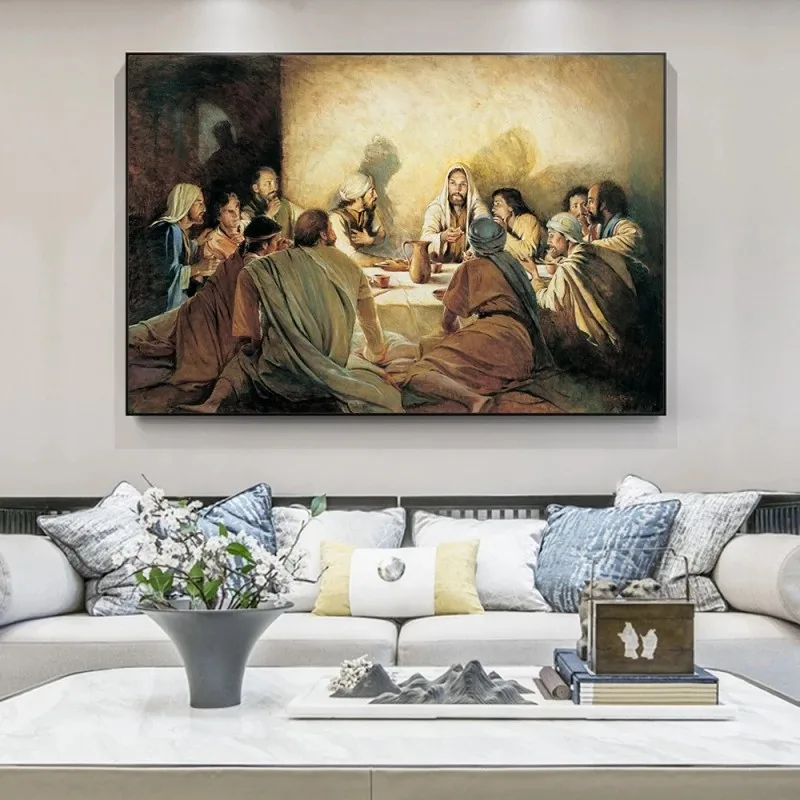 

Da Vinci Famous Oil Painting The Last Supper Jesus Religious Posters and Prints on Canvas Wall Picture for Living Room Decor