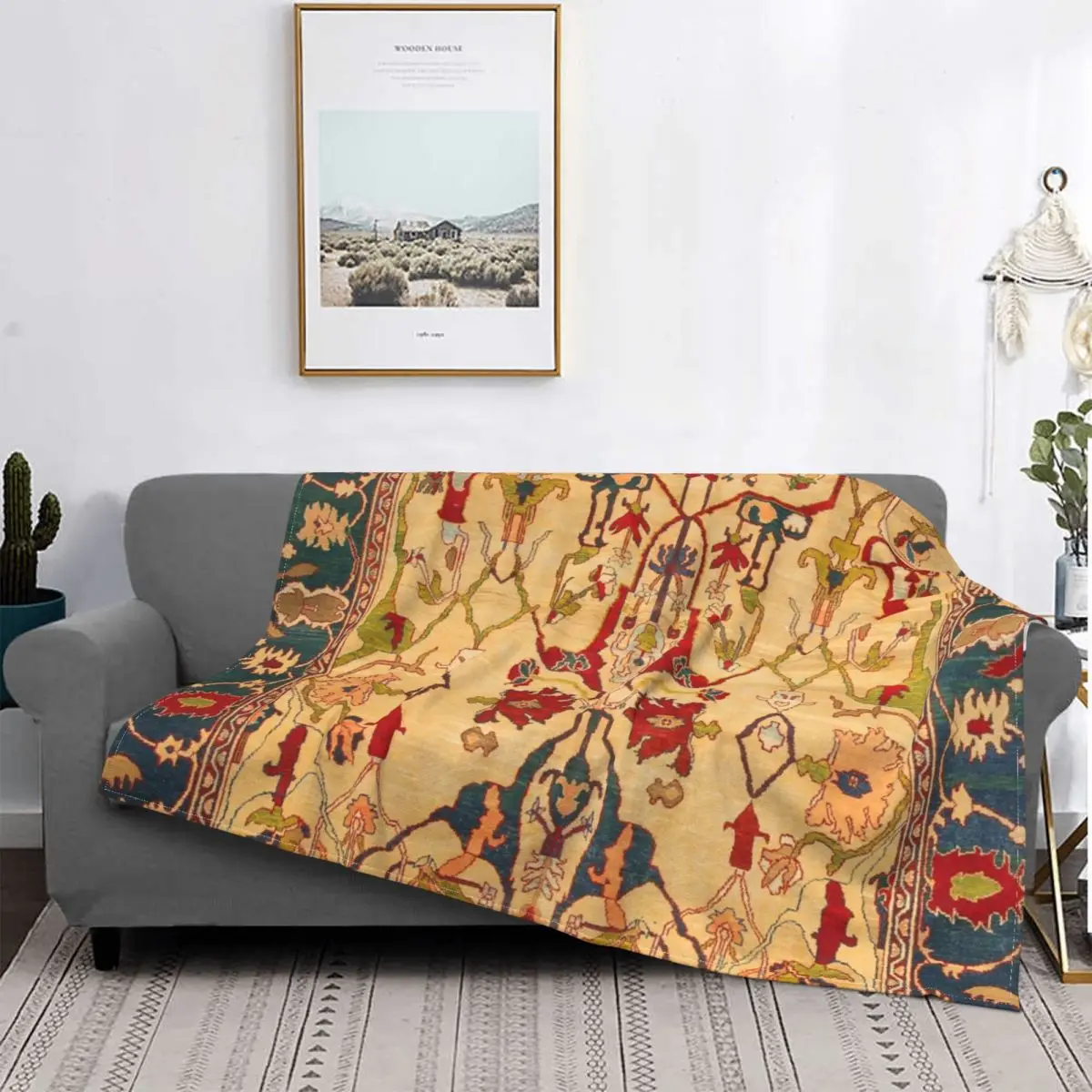 

Meriz-Manta de felpa estilo antiguo para sofá, cobertor polar de franela suave y cálida, estilo bohemio europeo Vintage, para re