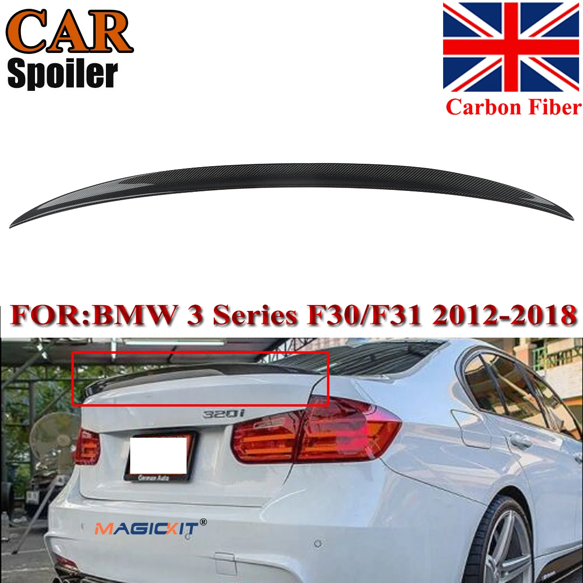 

Настоящее углеродное волокно MagicKit для BMW 3 серии F30 F31 M эффективный задний спойлер багажника