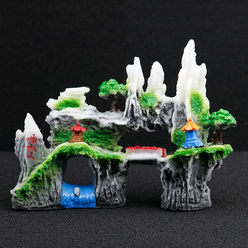 

New Aquarium Decoration Accessories Resin Rockery Fish Tank Ornaments Reptile Shelter Artificial Mountain Aquascape Decor
