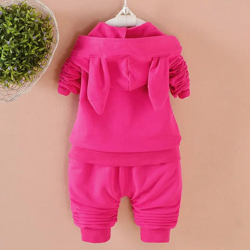 

Baby Girl Designer Clothes Cartoon Rabbit Long Sleeved Heeded Hoodies + Pants Infant Outfits Kids Bebes Jogging Suits Tracksuits