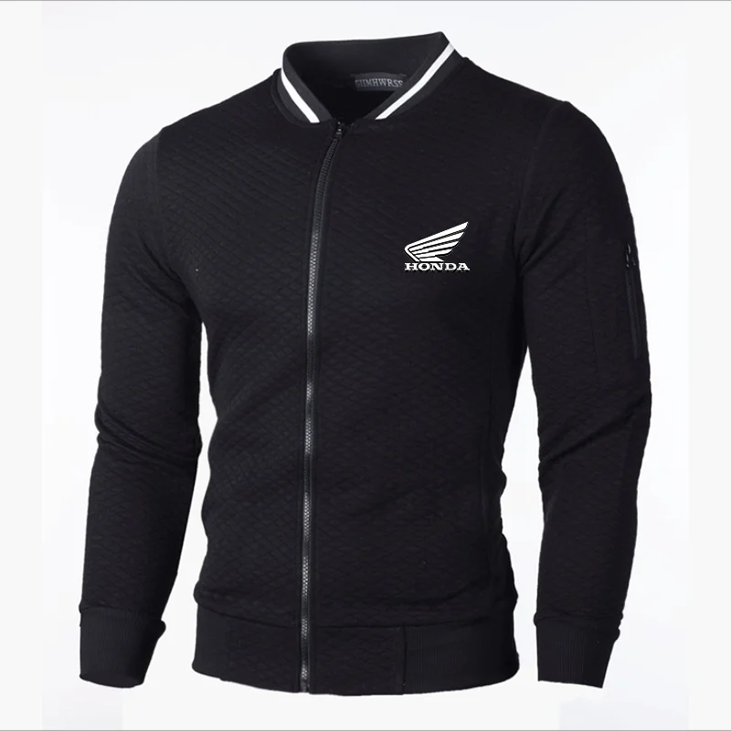 

2021 Spring Autumn HONDA Car Logo New Men's Printing Fashion All-Match Zipper Jacket High-Quality Solid Color Long-Sleeved Coat
