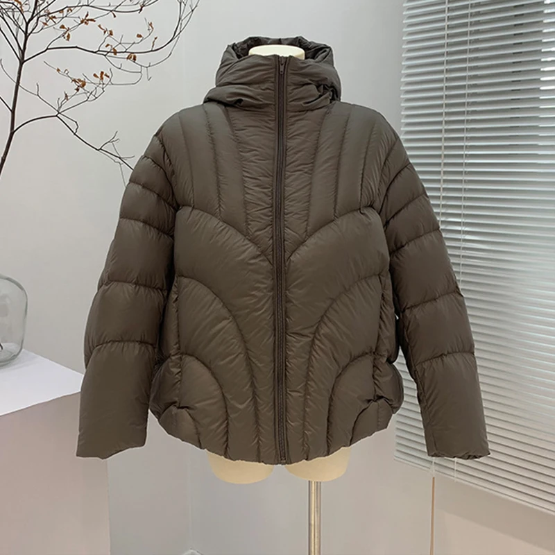 Fitaylor зимний теплый светильник с капюшоном короткая куртка перьями Женская на