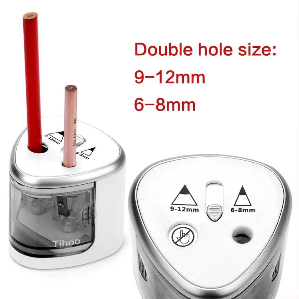 

Unique 2 Compact Holes Art Sketch Electric Pencil Sharpener School Stationery Automatic Pencil Sharpener Office free shipping
