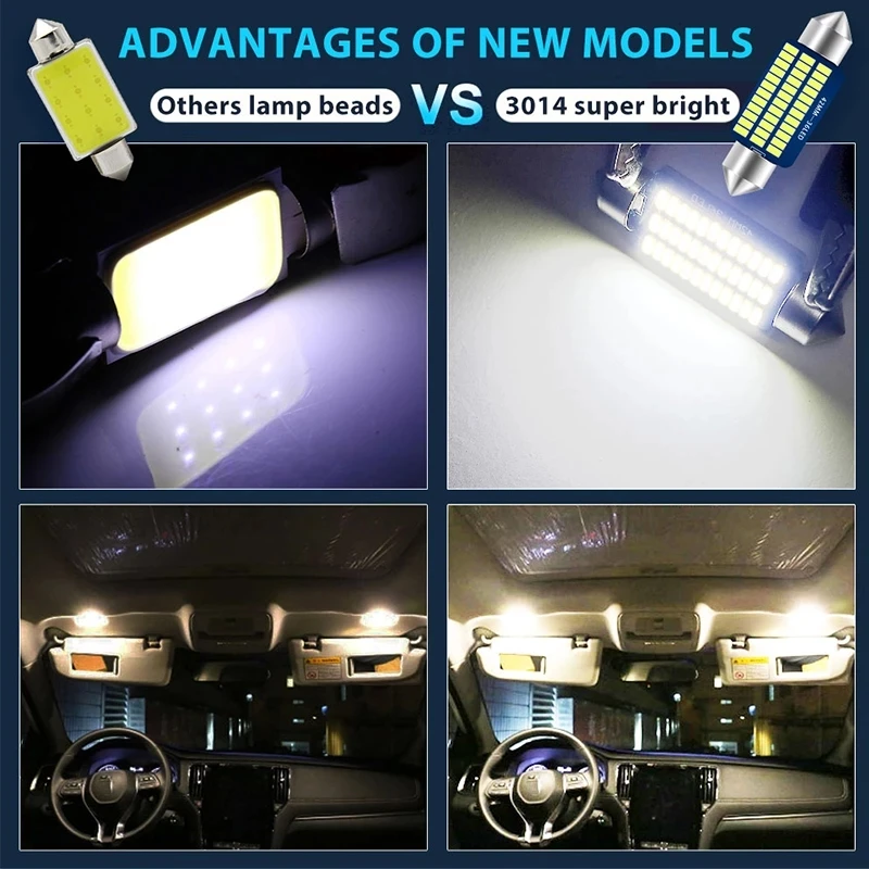 10Pcs Canbus car C5W led 31 36 39 41mm interior Light 4014 Chips LED Festoon Bulb Car Dome No Error Auto Interior Reading Lamp | Автомобили