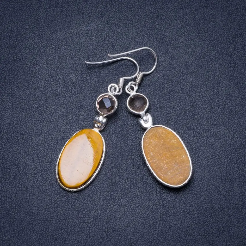 Уникальные серьги из стерлингового серебра 925 пробы с натуральным Тигром и