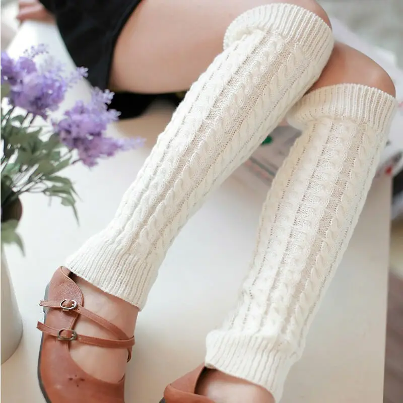

Women Warm Knee High Leg Warmers Autumn Winter Solid Color Crochet Leg Covers High Elastic Boot Cuffs High Calf Socks Stocking