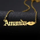 Привлекательная подвеска в форме губ, индивидуальное название, ожерелье из нержавеющей стали, уникальный подарок на день рождения