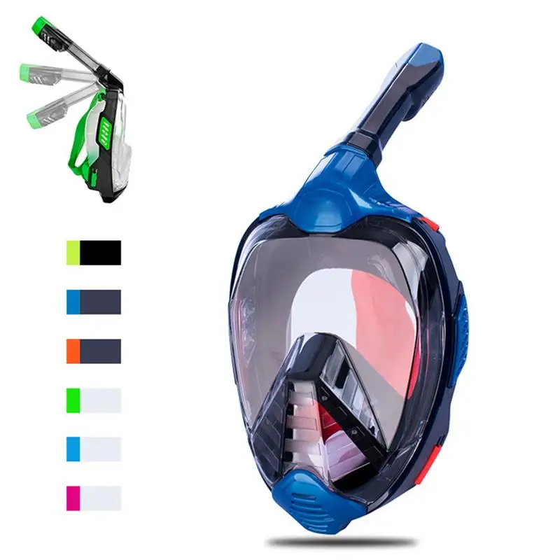 

Adults Folding Full Face Snorkel Mask One Way Respiratory System Antifog HD Snorkeling Mask Children Diving Mask nearsight diver