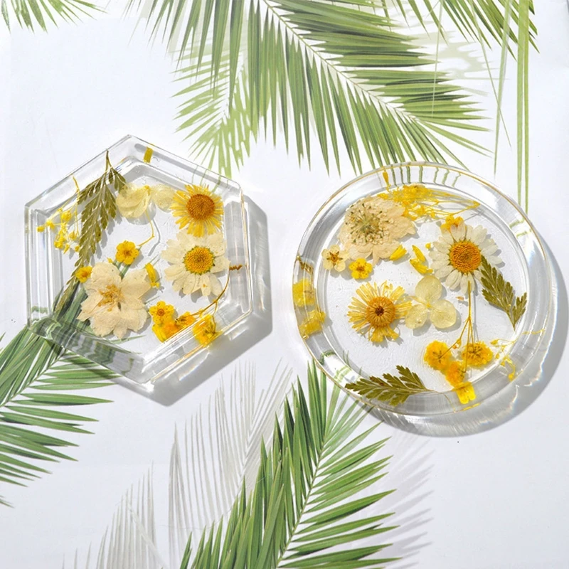 

Round Hexagonal Dish Resin Mold Silicone Jewelry Tray oap Dish Candle Hold Molds