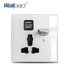 Wallpad L6 EU UK универсальная настенная розетка с двойным usb-портом для зарядки 2.1A, синий светодиодный индикатор