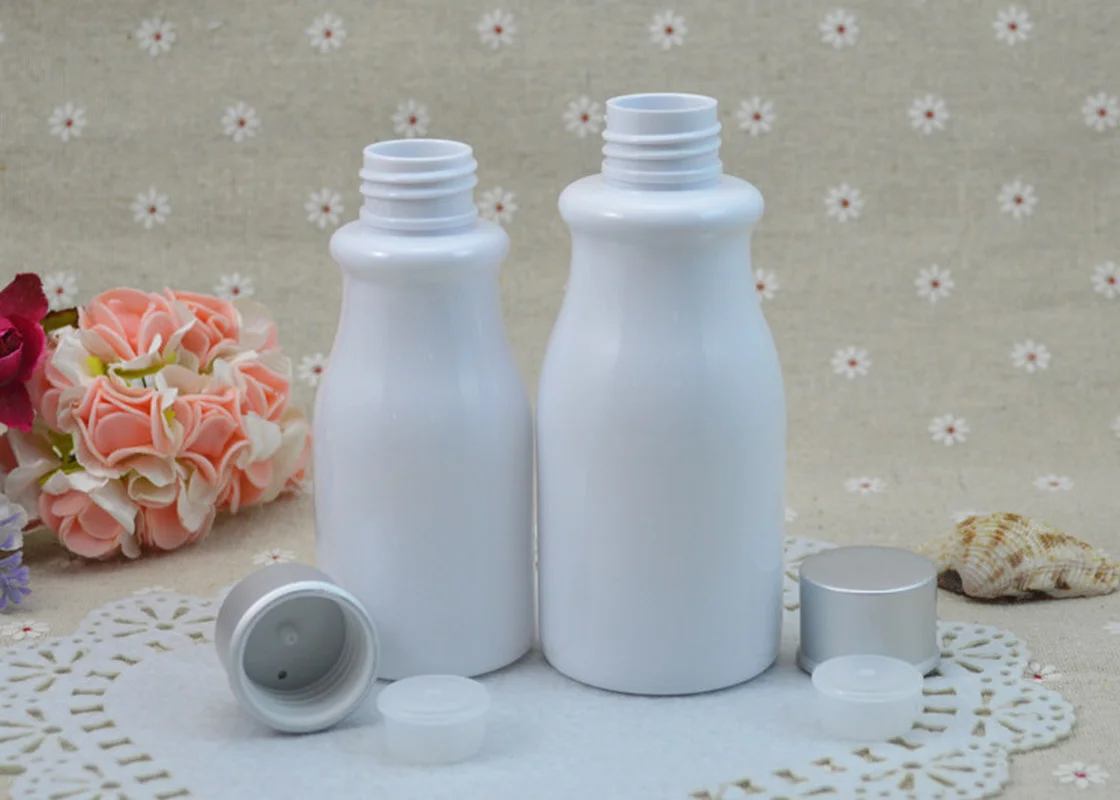 

30pc 110ml/150ml White Plastic Empty Makeup Bottle with Screw Lids Refillable Lotion Bottle ,Aluminum Top with Plug