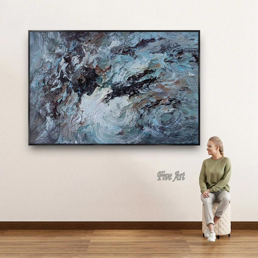 

Dark Color Complex Textured Abstract Oil Painting Restaurant Wall Art Decoration Picture For Hotel Home Artwork No Framed