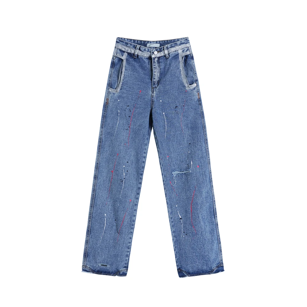 

Spring Chic High Waist Jeans Fashion Denim Women Straight Pants Famale Vintage Ripped Jeans For Ladies Trousers