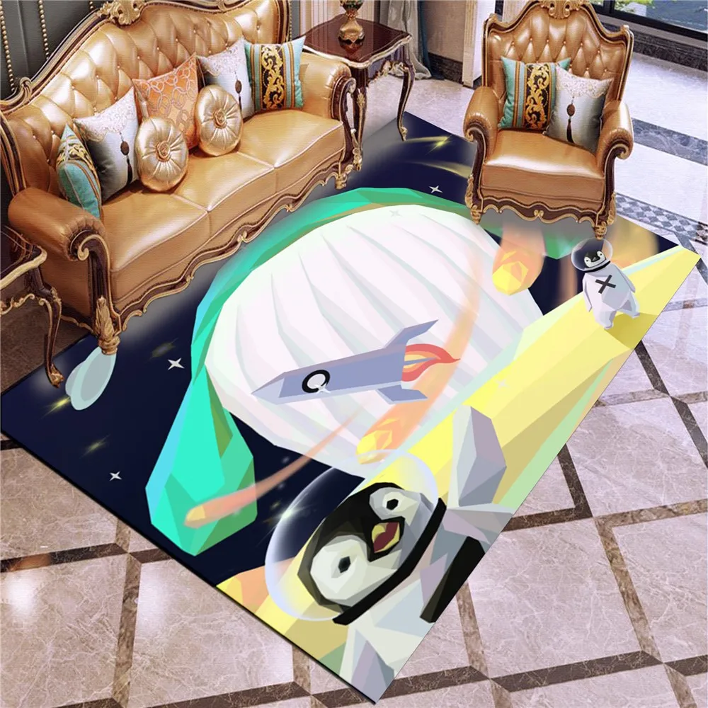 

3D Print Penguin Beluga Carpet Space Astronaut Rug Cartoon Animals Floor Carpet Christmas Gift Baby Play Mat Colorful Carpet
