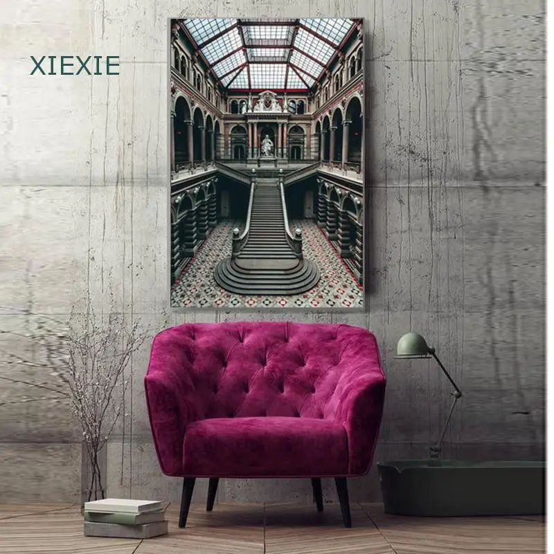 

European Style Building Decoration Canvas Painting Home Decor Print Picture for Living Room Bedroom Office Hanging Wall Art