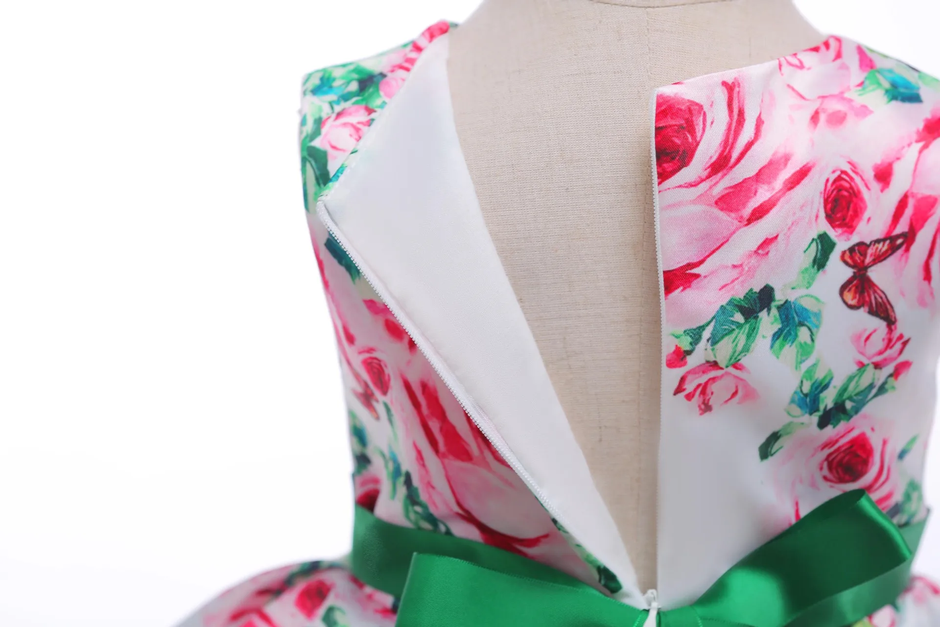 

bow spring summer teen girls evening dress flowers tribute silk kids ball gown dancing party children's clothing