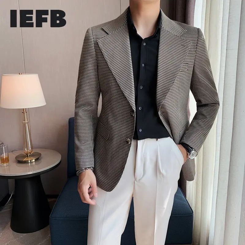 

IEFB Men's Versatile Slim Single Breasted Grey Suit Coat Fashion Fit Business Blazer Clothing Wedding Dress 2021 New Long Sleeve