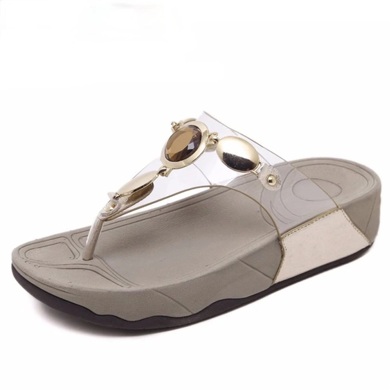 

2021 new women summer Comfortable Breathable Flat sandals shoes woman Transparent Crystal casual beach sandals E065