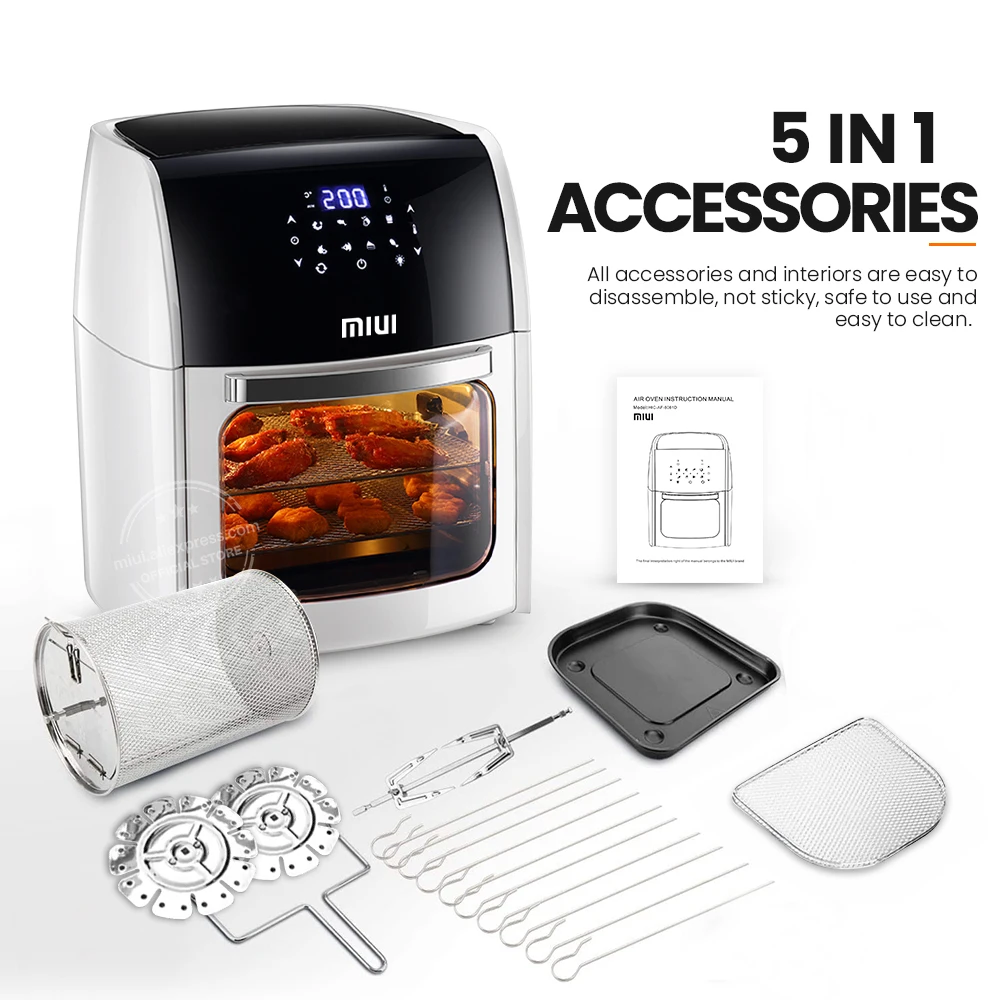 

MIUI 10L/12.7QT Air Fryer Oven No Oil Toaster for Home Electric Rotisserie Oven with LED Digital Touchscreen Frying Machine 5in1