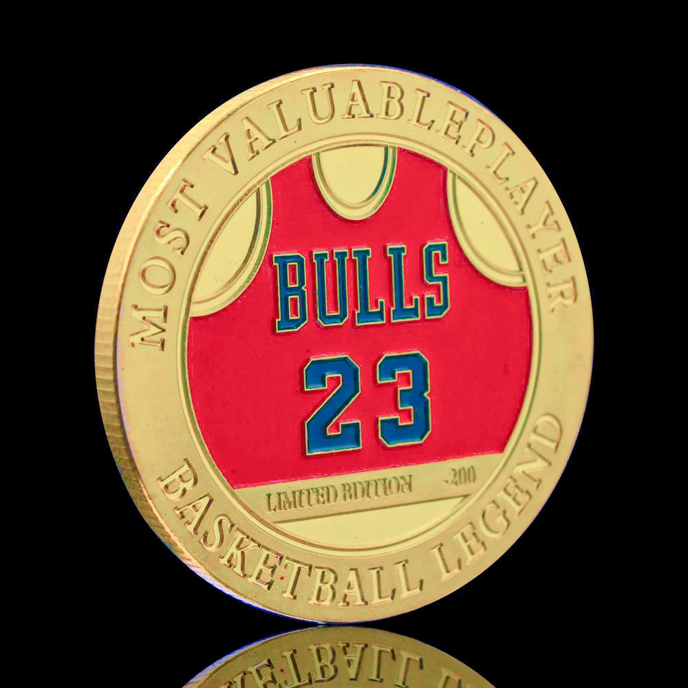 

Gold Plated Michael Jordan 23th Jersey Basketball Legend Bulls Usa Challenger Challenge Coin Collectible Souvenirs Coins Gift