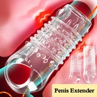Прозрачныйчерный удлинитель для пениса многоразовые презервативы Кольца для пениса увеличивающие мужской t усилитель задержка эякуляции секс-игрушки для мужчин