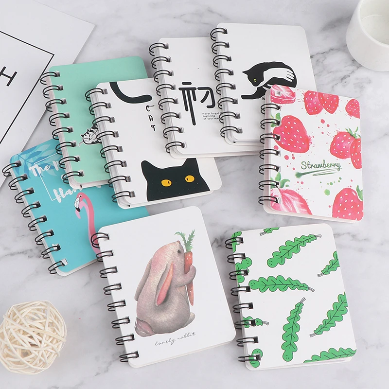 Новый мультяшный портативный мини-блокнот в катушке твердая обложка милая