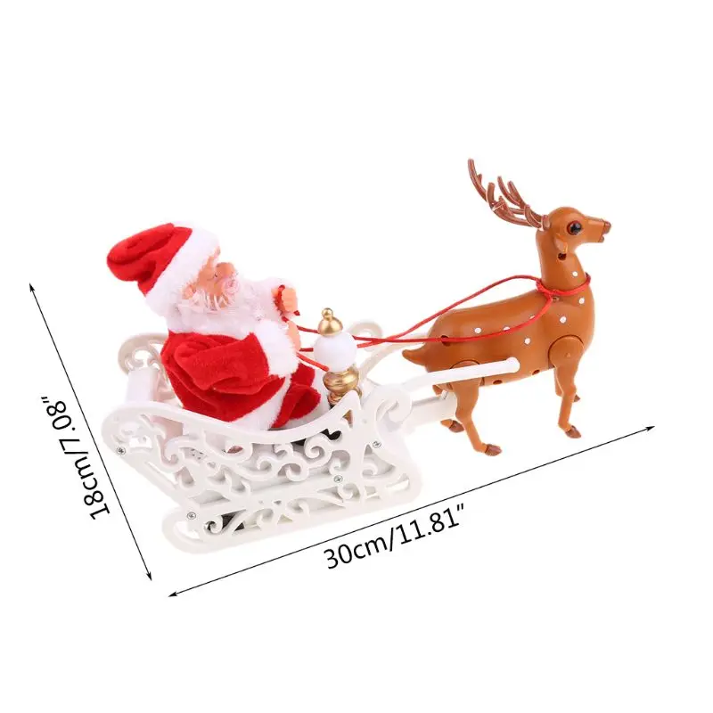 

Elk sleigh Santa Claus doll with music electric universal car toy in Sleigh with Reindeer Deer Ornaments Xmas Gifts