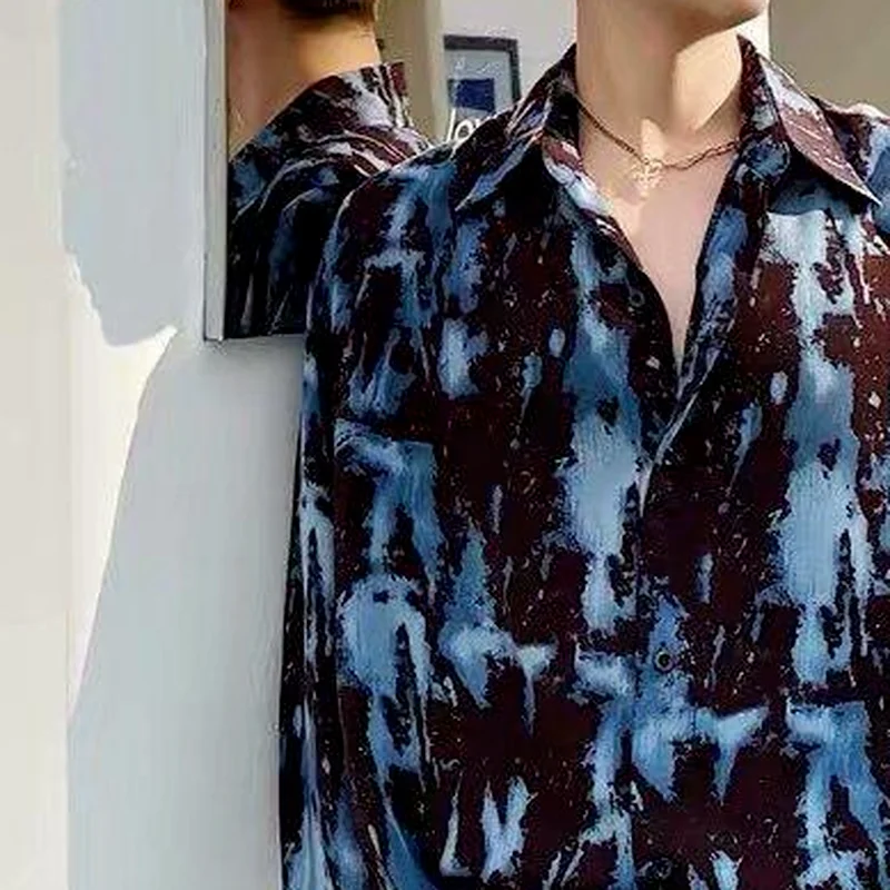 

Shirts Women Spring Nostalgic Tie Dye Loose Vintage College Couple All-match Long Sleeve Clothing Retro Teens Unisex Aesthetic